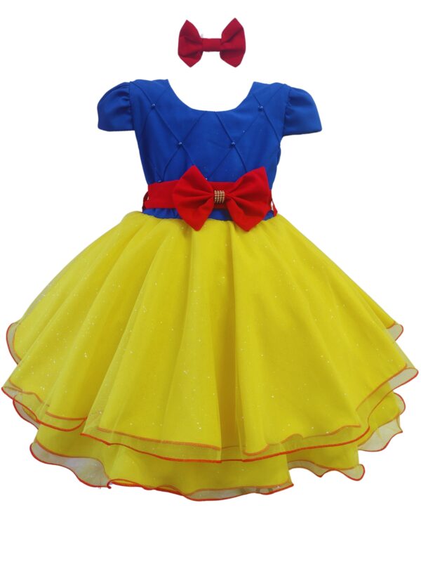 Vestido Infantil Menina Princesa Branca de Neve Festa Fantasia Curto - Image 5
