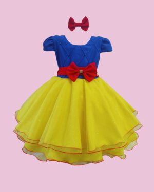 Vestido Infantil Menina Princesa Branca de Neve Festa Fantasia Curto