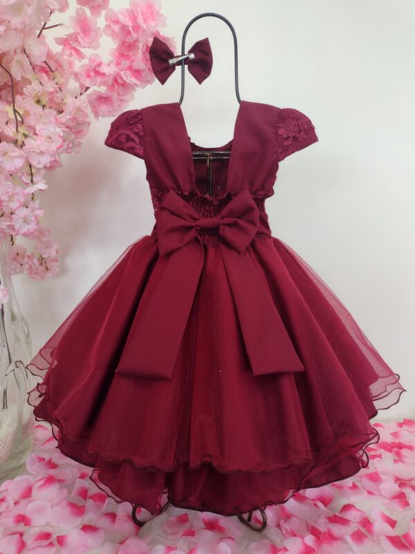 Vestido Infantil Menina Borboletas Pérola Bordado Festa - Image 5