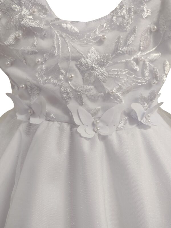 Vestido Batizado Bebê Bordado Delicado Com Faixa de Cabelo - Image 5