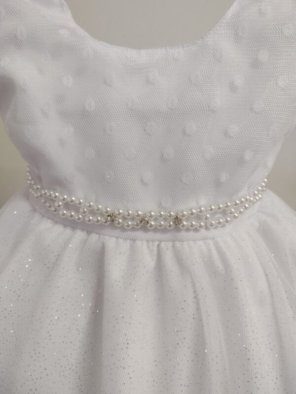 Vestido Bebê Batizado Poá Com Faixinha de Cabelo - Image 14