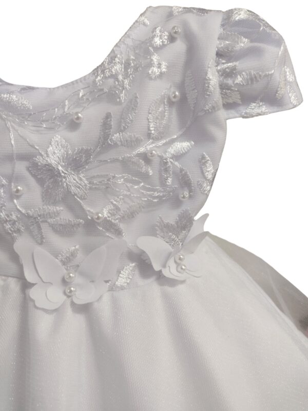 Vestido Batizado Bebê Bordado Delicado Com Faixa de Cabelo - Image 4