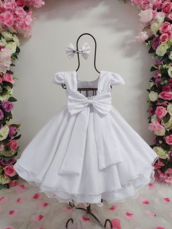 Vestido Bebê Batizado Poá Com Faixinha de Cabelo - Image 11