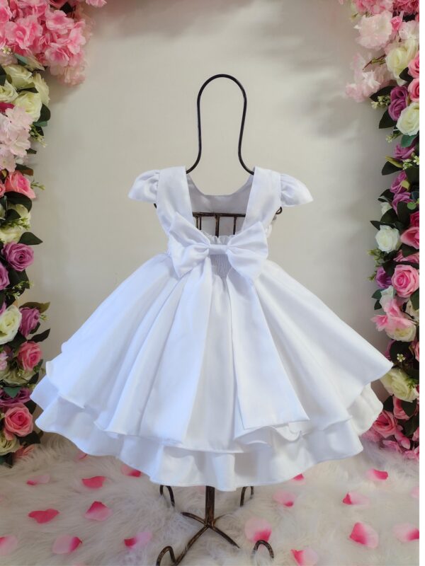 Vestido Bebê Menina Meses Florzinha Batizado Com Kit Calcinha E Faixa De Cabelo - Image 3
