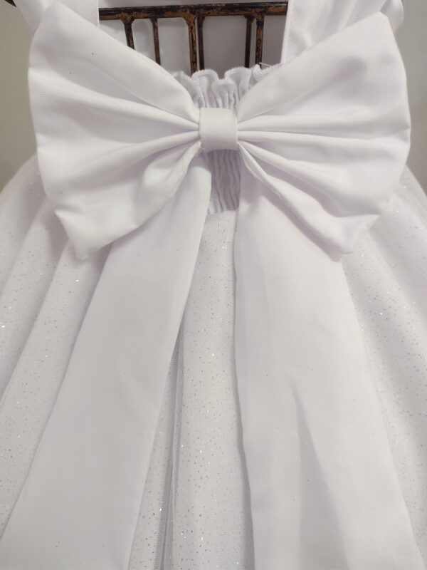 Vestido Bebê Batizado Poá Com Faixinha de Cabelo - Image 9