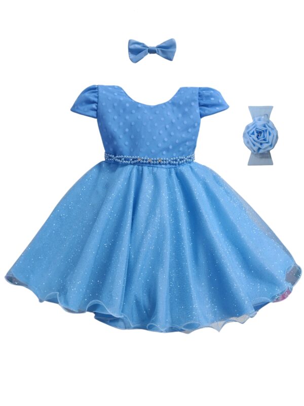 Vestido Bebê Batizado Poá Com Faixinha de Cabelo - Image 8