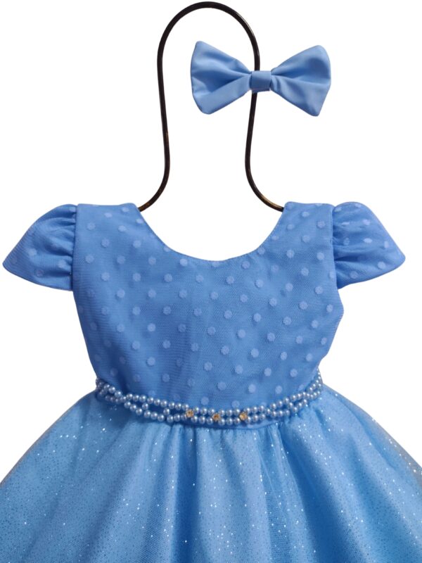 Vestido Bebê Batizado Poá Com Faixinha de Cabelo - Image 7