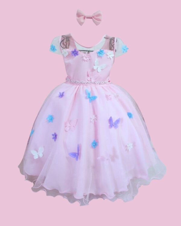 Vestido Infantil Princesa Jardim flores e borboletas - Image 3
