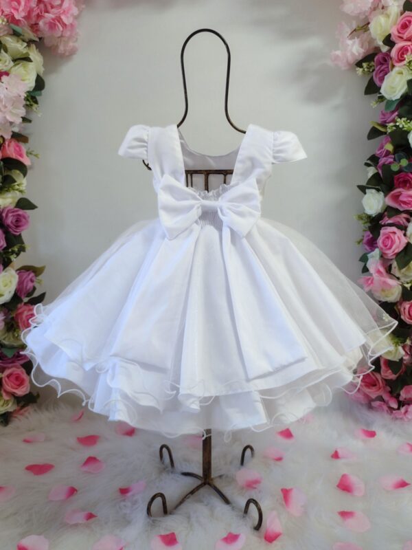 Vestido Bebê Menina Meses Batizado Borboleta e Pérola Kit Faixa e Calcinha - Image 3
