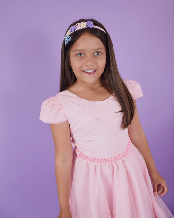Vestido Infantil Princesa Nervura Com Saia De Brilho Festa - Image 3