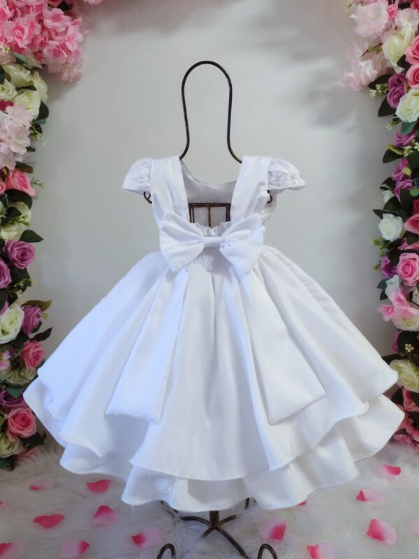Vestido Bebê Menina Batizado Meses Borboletas Kit Faixa De Cabelo E Calcinha - Image 3