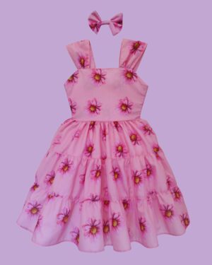 Vestido Infantil Casual Flor Colorida Menina Verão