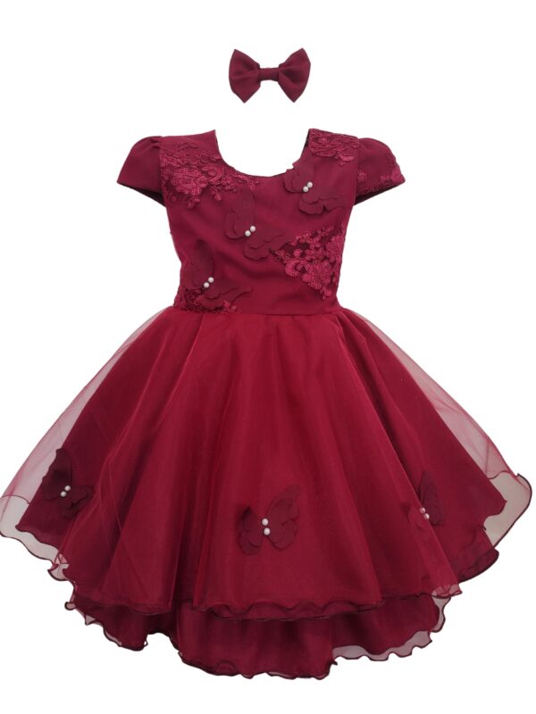 Vestido Infantil Menina Borboletas Pérola Bordado Festa - Image 3