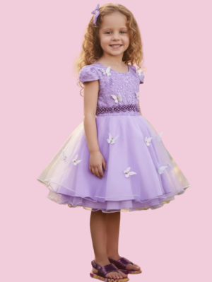 Vestido Infantil Curto Borboletas Encantada Festa Casamento Jardim