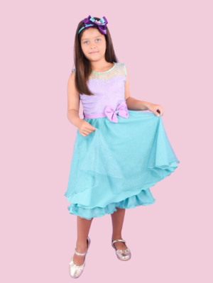 Vestido Infantil Sereia Ariel Princesa Do Mar Luxuoso Menina