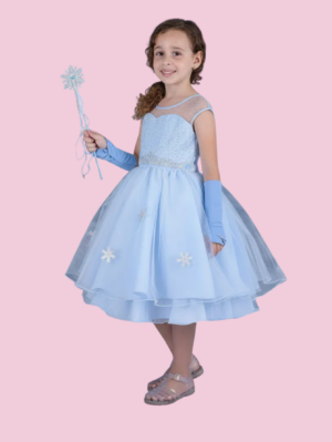 Vestido Frozen  Elsa Festa Infantil Princesa Capa Removível