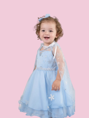 Vestido Infantil Frozen Elsa Princesa Festa Luxo Com Capa