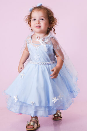 Vestido Infantil Frozen Elsa Princesa Festa Luxo Com Capa