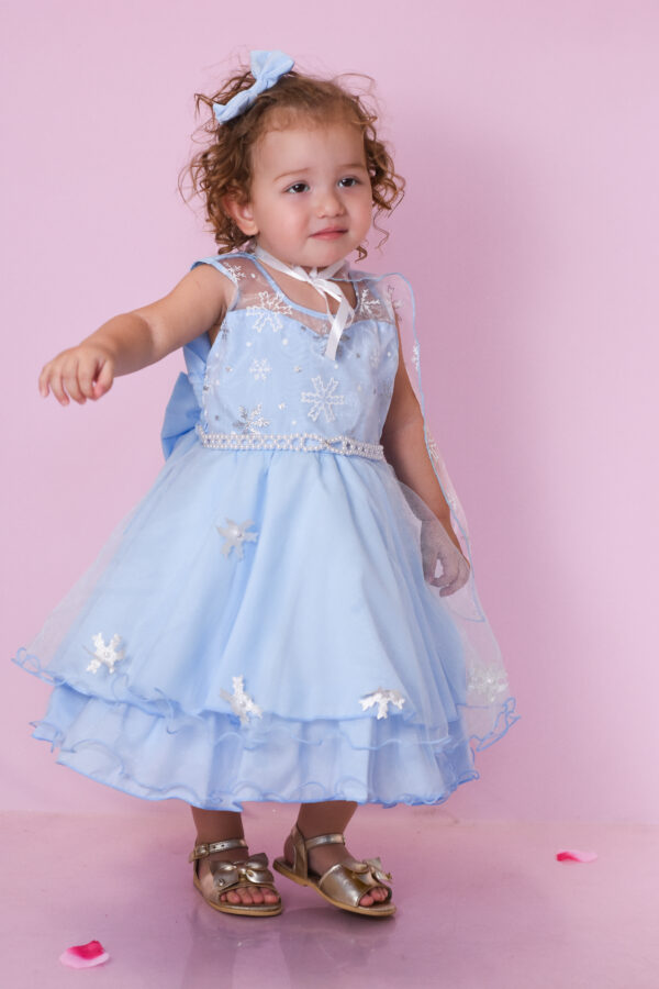 Vestido Infantil Frozen Elsa Princesa Festa Luxo Com Capa - Image 5
