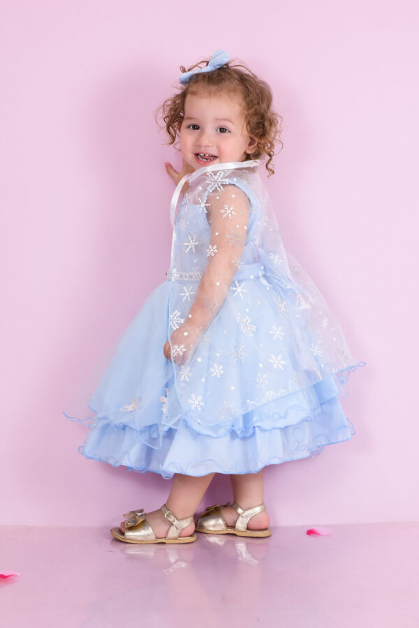 Vestido Infantil Frozen Elsa Princesa Festa Luxo Com Capa - Image 4