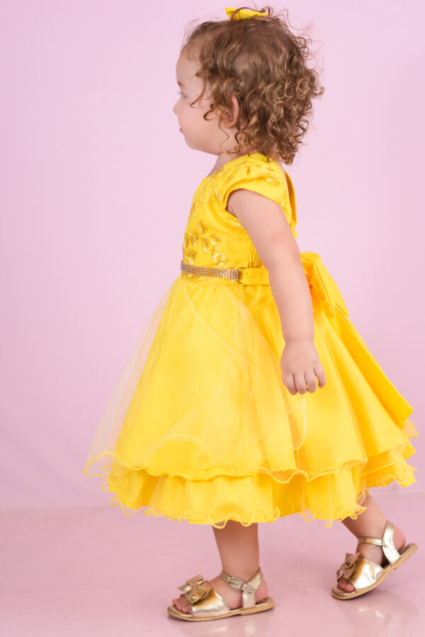 Vestido Infantil Menina Para Festa Bordado Com Cinto Strass Várias Cores - Image 4