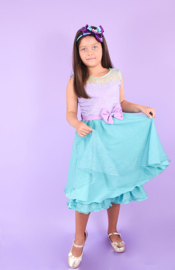 Vestido Infantil Sereia Ariel Princesa Do Mar Luxuoso Menina