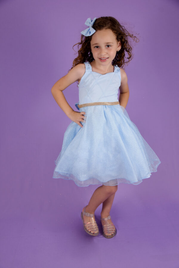 Vestido Juvenil de Alça Com Brilho Festa Detalhe Flor