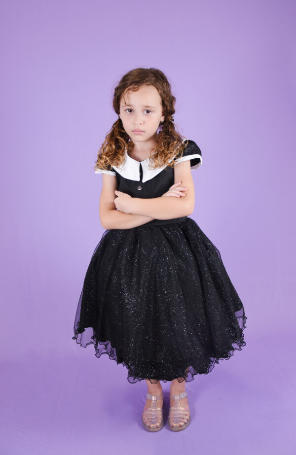Vestido Juvenil Vandinha Temático Hallowwen Festa Preto - Image 2