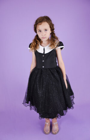 Vestido Juvenil Vandinha Temático Hallowwen Festa Preto