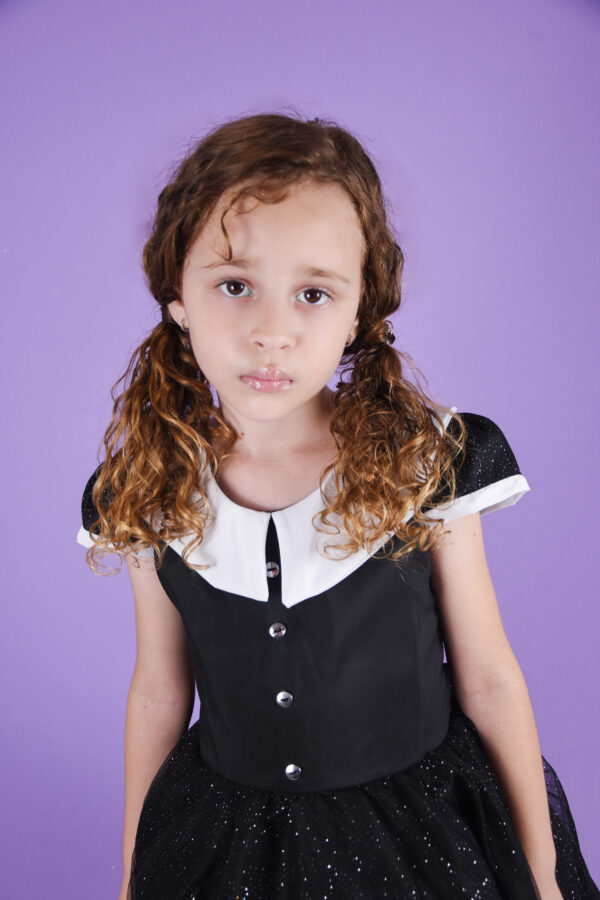 Vestido Juvenil Vandinha Temático Hallowwen Festa Preto - Image 4