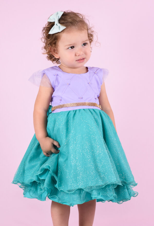 Vestido Infantil Menina Sereia Ariel Festa De Luxo Temático - Image 3