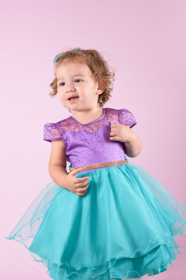 Vestido Infantil Sereia Ariel Princesa Festa Aniversário - Image 5
