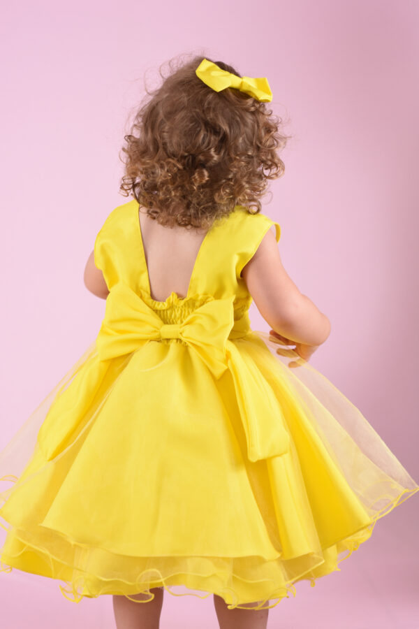 Vestido Infantil Bela E A Fera Fantasia Festa Aniversário Com Luva - Image 6