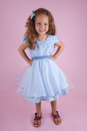 Vestido Menina Infantil Casamento Social Com Cinto Luxuoso Bordado