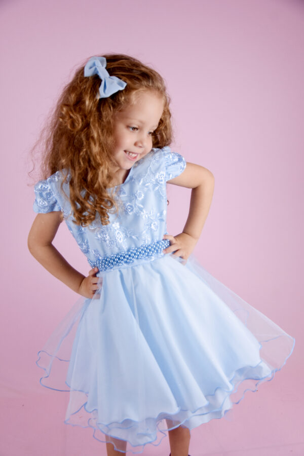 Vestido Menina Infantil Casamento Social Com Cinto Luxuoso Bordado - Image 3