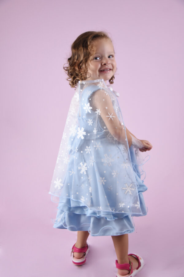 Vestido Frozen  Elsa Festa Infantil Princesa Capa Removível - Image 5