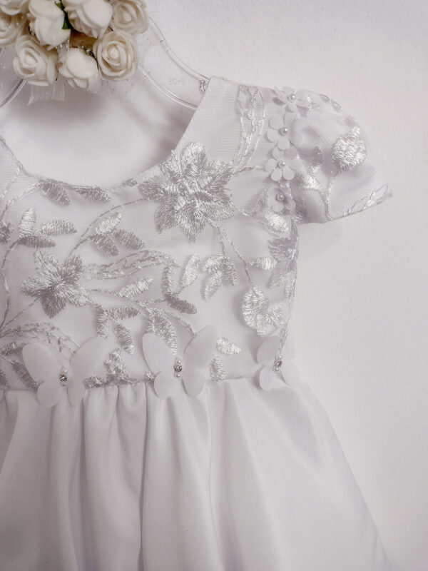 Vestido Bebê Menina Batizado Meses Borboletas Kit Faixa De Cabelo E Calcinha - Image 7