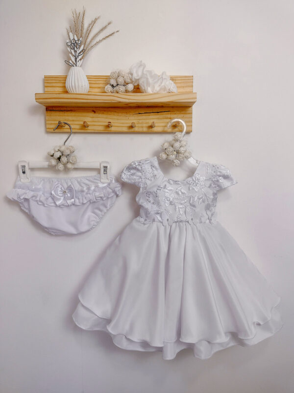 Vestido Bebê Menina Batizado Meses Borboletas Kit Faixa De Cabelo E Calcinha - Image 5