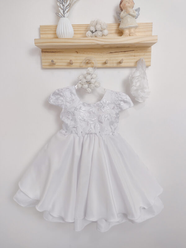Vestido Bebê Menina Batizado Meses Borboletas Kit Faixa De Cabelo E Calcinha - Image 6