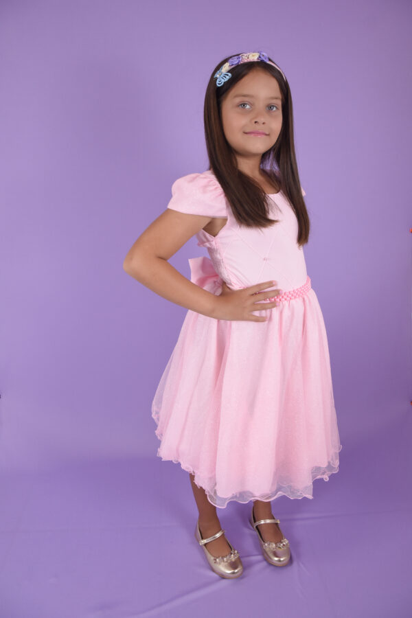 Vestido Infantil Princesa Nervura Com Saia De Brilho Festa - Image 5