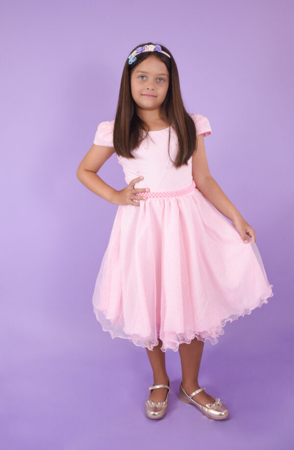 Vestido Infantil Princesa Nervura Com Saia De Brilho Festa - Image 9