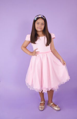 Vestido Infantil Princesa Nervura Com Saia De Brilho Festa
