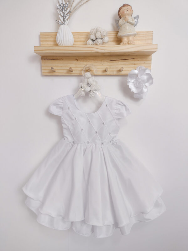 Vestido Bebê Menina Meses Florzinha Batizado Com Kit Calcinha E Faixa De Cabelo - Image 5