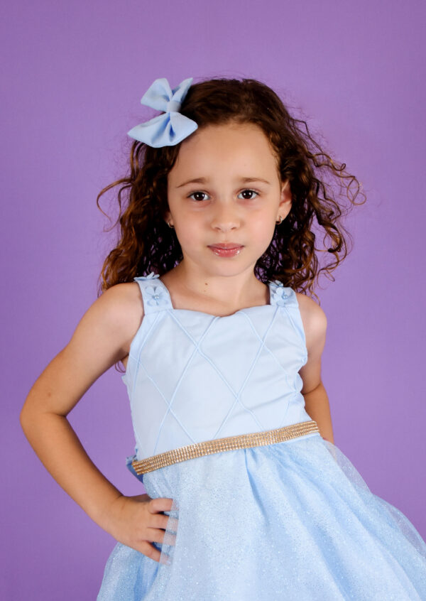 Vestido Juvenil de Alça Com Brilho Festa Detalhe Flor - Image 4