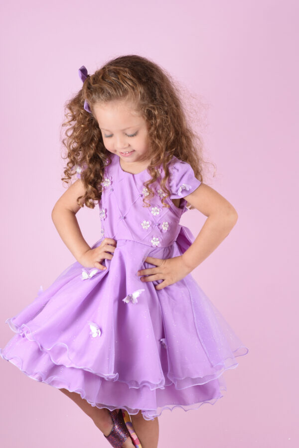 Vestido Infantil Bosque Encantado Com Flores e Borboletas - Image 3