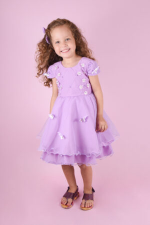 Vestido Infantil Bosque Encantado Com Flores e Borboletas
