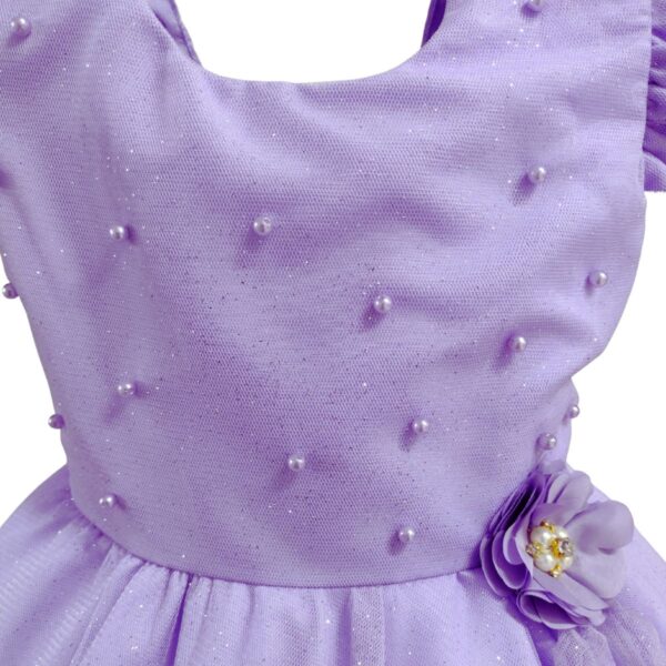 Vestido Infantil de Festa Glitter Perolas Elegante Com Babado - Image 5