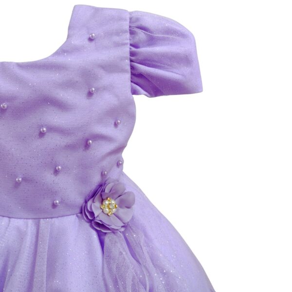 Vestido Infantil de Festa Glitter Perolas Elegante Com Babado - Image 4