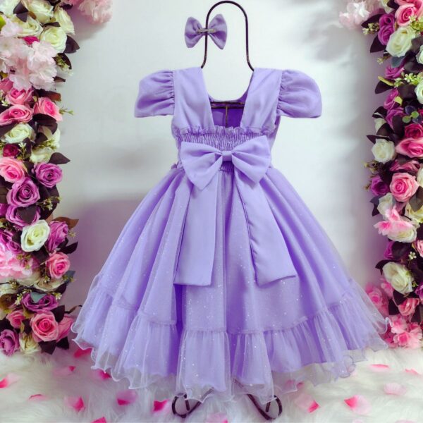 Vestido Infantil de Festa Glitter Perolas Elegante Com Babado - Image 6
