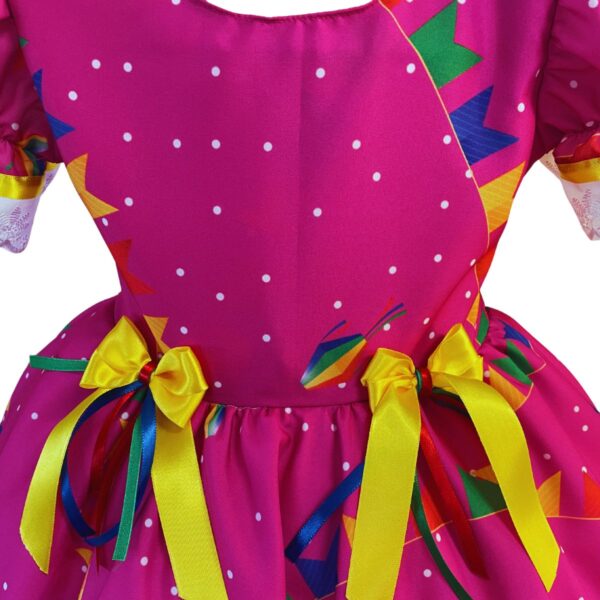 Vestido Festa Junina Quadrilha São João Flores Quadriculado Bandeirinhas - Image 3